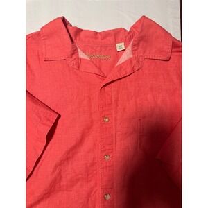 Caribbean Life Camp Shirt Coral Button Up Short Sleeve Casual 3XT